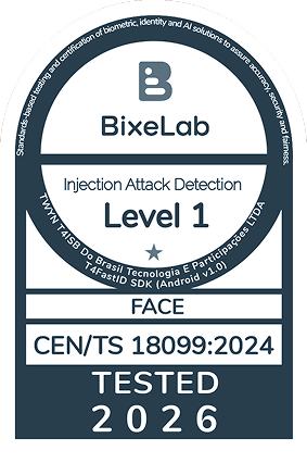 Selo BixeLab: Injection Attack Detection Nível 1 para face, CEN/TS 18099:2024, testado em 2026